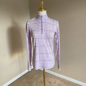 SanSoleil Ladies SolTek ICE Long Sleeve Print Zip Mock Shirt Maud Lilac Size XS